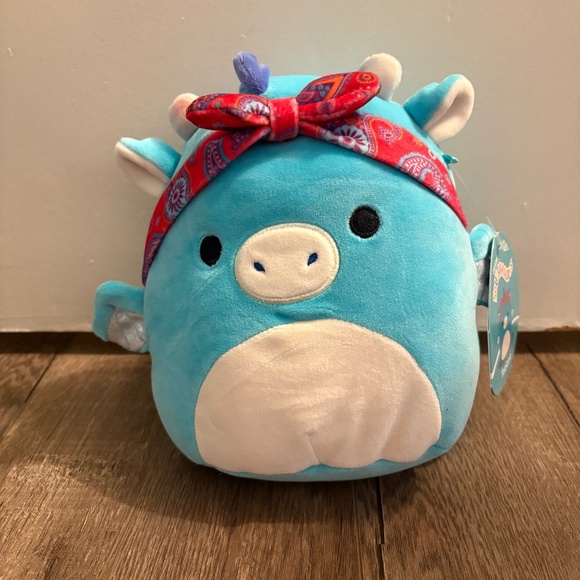 squishmallow tatiana the teal dragon with red bandana 7.5 in - Picture 1 of 1